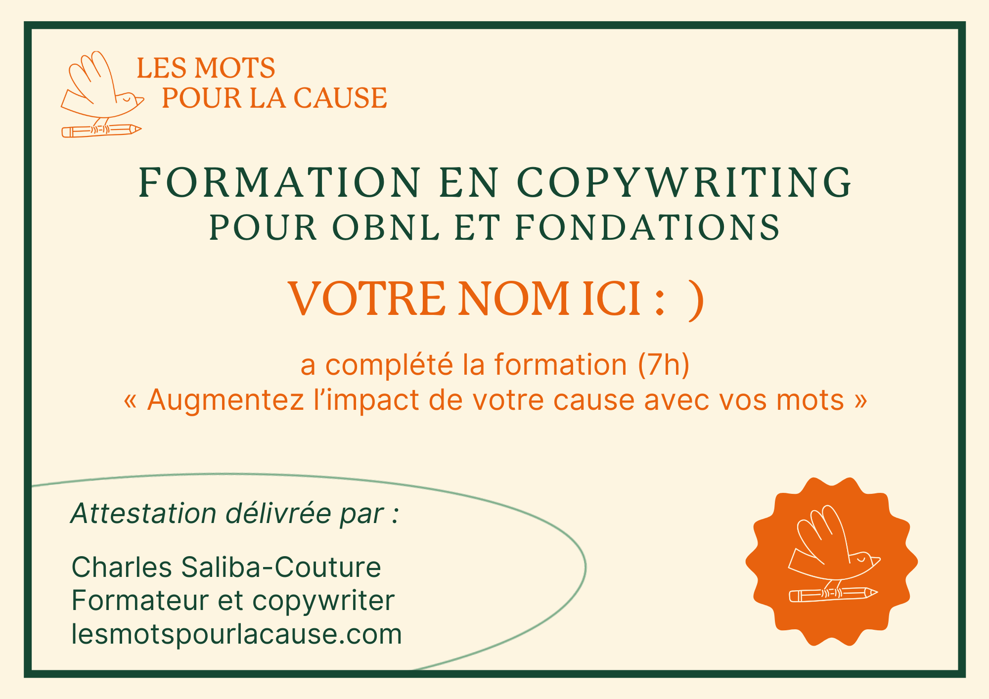 Votre attestation